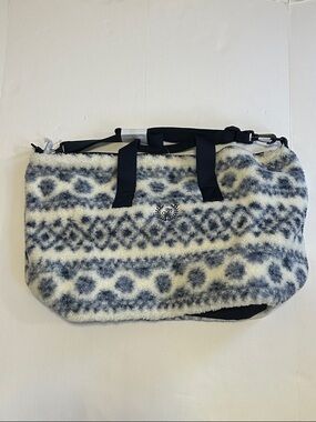 Pink - Faux Shearling Weekend Tote Bag in Cream and Gray